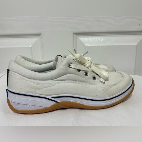 Like newKeds  Stretch White Canvas Sneakers with Blue Accents - Picture 2 of 10